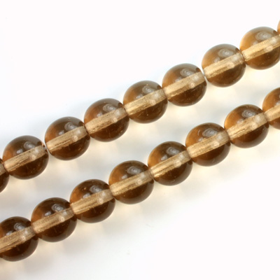 Czech Pressed Glass Bead - Smooth Round 08MM SMOKE TOPAZ