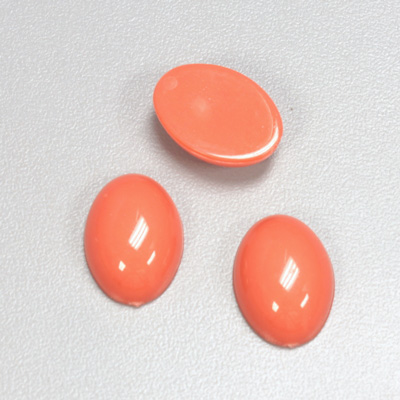 Plastic Flat Back Opaque Cabochon - Oval 18x13MM CORAL