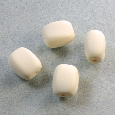 Plastic Bead - Opaque Color Smooth Flat Abstract 14x9MM MATTE IVORY