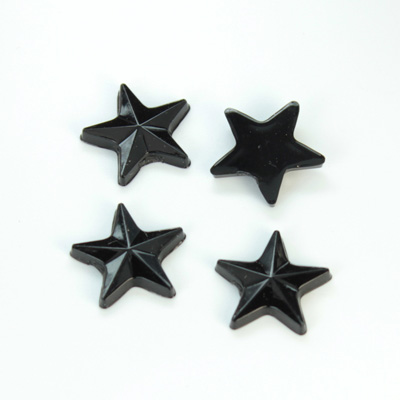 Plastic Flat Back Rose Cut Rhinestone - Star 15MM JET