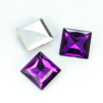 Plastic Point Back Foiled Stone - Square 14x14MM AMETHYST