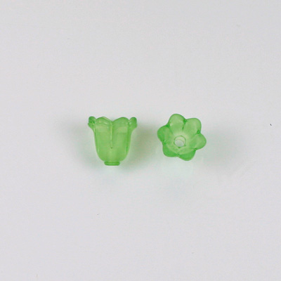 German Plastic Flower with Hole - Bell Shape 09x9MM MATTE PERIDOT