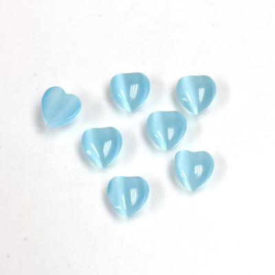 Fiber-Optic Cabochon - Heart 06MM CAT'S EYE AQUA