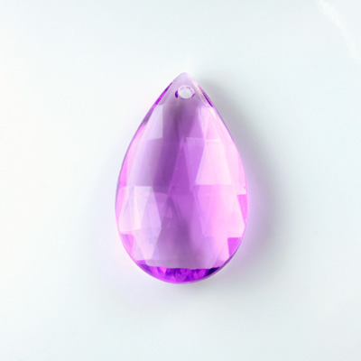 German Plastic Pendant -Transparent Faceted Pear 25x18MM LT AMETHYST