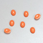 Plastic Flat Back Opaque Cabochon - Oval 08x6MM BRIGHT TANGERINE