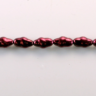 Czech Glass Pearl Bead - Baroque Oblong 13x7 GARNET 70499