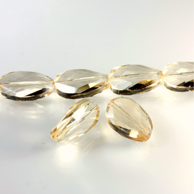 Chinese Cut Crystal Bead - Oval Twist 21x13MM CHAMPAGNE