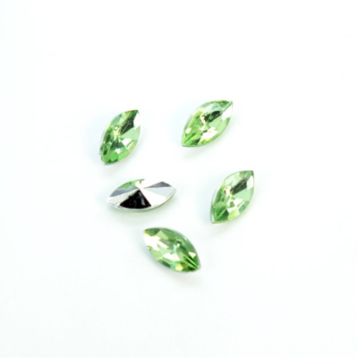 Plastic Point Back Foiled Stone - Navette 10x5MM PERIDOT