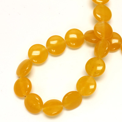 Gemstone Bead - Smooth Round Lentil 10MM Dyed QUARTZ Col. 38 AMBER