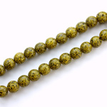 Czech Pressed Glass Bead - Smooth Round 06MM VOLCANIC COATED LT GREEN