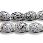 Glass Lampwork Bead - Oval Smooth 20x14MM GRANITE MATRIX