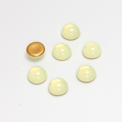 Glass Medium Dome Foiled Cabochon - Round 07MM OPAL YELLOW