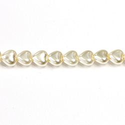 Czech Glass Pearl Bead - Heart 06x6MM PEARL CREME