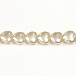 Czech Glass Pearl Bead - Heart 08x8MM PEARL WHITE