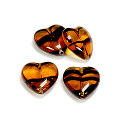 Czech Pressed Glass Bead - Smooth Heart 16x15MM TORTOISE