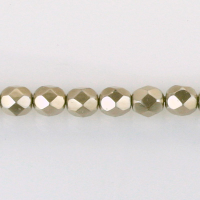 Czech Glass Pearl Faceted Fire Polish Bead - Round 06MM LT BROWN 70418