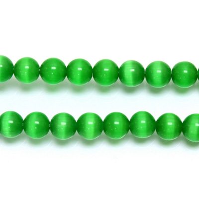 Fiber-Optic Synthetic Bead - Cat's Eye Smooth Round 06MM CAT'S EYE GREEN