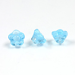 Czech Pressed Glass Bead - Flower Button Back 07MM AQUA