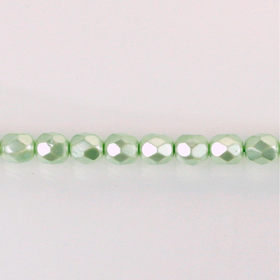 Czech Glass Pearl Faceted Fire Polish Bead - Round 04MM MINT 70432