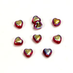 Czech Pressed Glass Bead - Smooth Heart 06x6MM RUBY AB