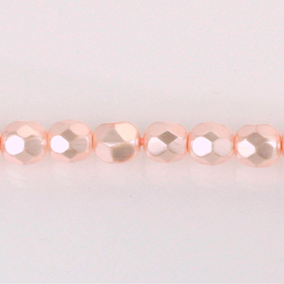 Czech Glass Pearl Faceted Fire Polish Bead - Round 06MM LT ROSE 70424