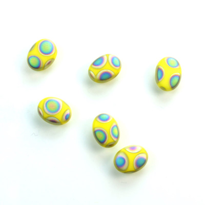 Glass Low Dome Buff Top Cabochon - Peacock Oval 08x6MM MATTE YELLOW