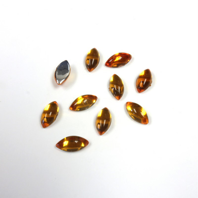 Plastic Flat Back Foiled Cabochon - Navette 08x4MM TOPAZ