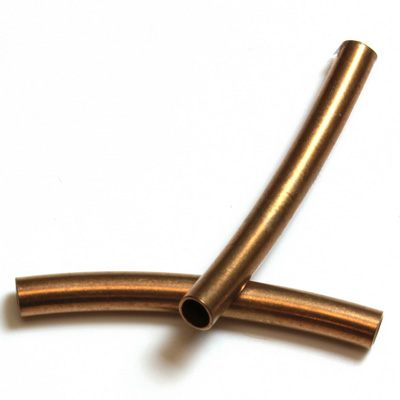 Brass Curved Bead - Hollow Tube 28x3MM RAW