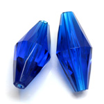 Plastic Bead -  Faceted Elongated Bicone 35x17MM SAPPHIRE