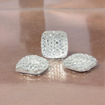 Plastic Flat Back Foiled Stone with Pave Top  - Square 12x12MM CRYSTAL