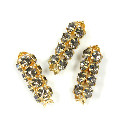 Preciosa Rhinestone Rondelle Crystal Tubes 20x7MM BLACK DIAMOND/GOLD