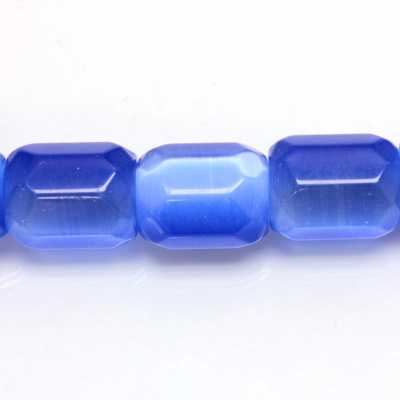 Fiber Optic Synthetic Cat's Eye Bead -  Faceted Barrel 18x13MM CAT'S EYE LT BLUE