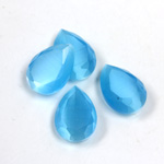 Fiber-Optic Flat Back Stone with Faceted Top and Table - Pear 14x10MM CAT'S EYE AQUA