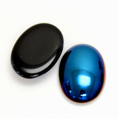 Glass Medium Dome Cabochon - Coated Oval 25x18MM IRIS BLUE