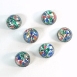 Glass Medium Dome Lampwork Cabochon - Round 09MM BLACK MULTI OPAL (04460)