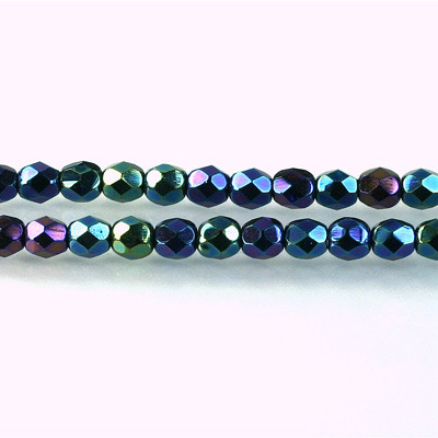 Czech Glass Fire Polish Bead - Round 05MM Full Coated IRIS BLUE