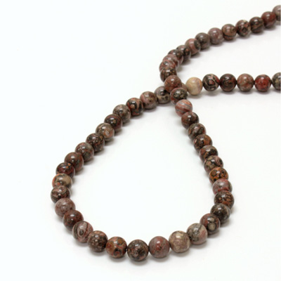 Gemstone Bead - Smooth Round 06MM LEOPARD SKIN AGATE