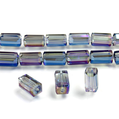 Chinese Cut Crystal Bead - Rectangle 08x4x4MM CRYSTAL PURPLE HELIO