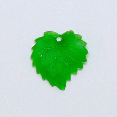 German Plastic Carved Leaf with Hole 16MM MATTE EMERALD