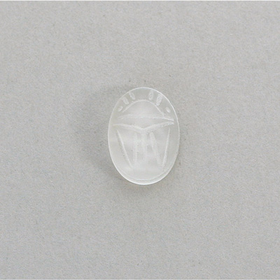 Gemstone Flat Back Carved Scarab 14x10MM MATTE CRYSTAL