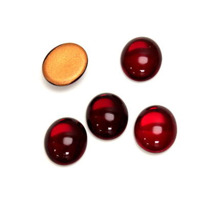 Glass Medium Dome Foiled Cabochon - Oval 12x10MM GARNET