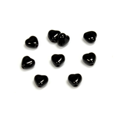 Czech Pressed Glass Bead - Smooth Heart 06x6MM JET