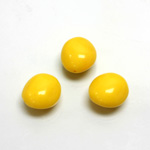 Plastic Bead - Opaque Color Smooth Flat Oval 14x13MM BRIGHT YELLOW