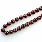 Czech Pressed Glass Bead - Smooth 2-Color Round 06MM COATED BLACK-RED