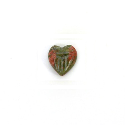 Gemstone Flat Back Carved Scarab - Heart 10x10MM EPIDOTE