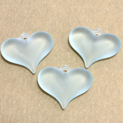 German Plastic Pendant - Heartshape 18x15MM MATTE AQUA