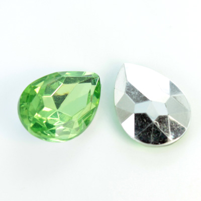 Plastic Point Back Foiled Stone - Pear 25x18MM PERIDOT