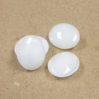 Glass Point Back Buff Top Stone Opaque Doublet - Oval 12x10MM WHITE MOONSTONE
