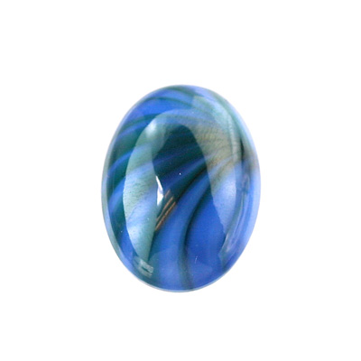 Glass Medium Dome Lampwork Cabochon - Oval 25x18MM BLUE SWIRL (02953)