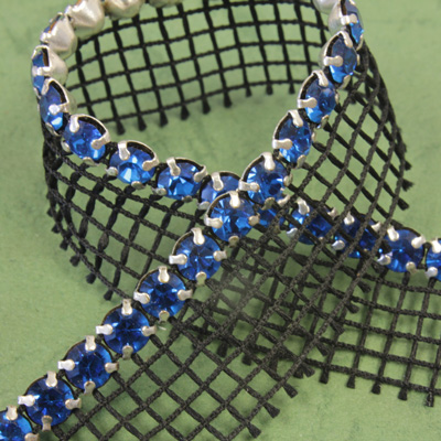 Rhinestone Banding with MC Chaton 1 Row with Net One Edge - Round 19SS CAPRI BLUE-SILVER-BLACK